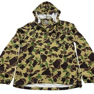 LL Bean Signature Mens Small Duck Camo Anorak Jacket Half Zip Hooded 301746